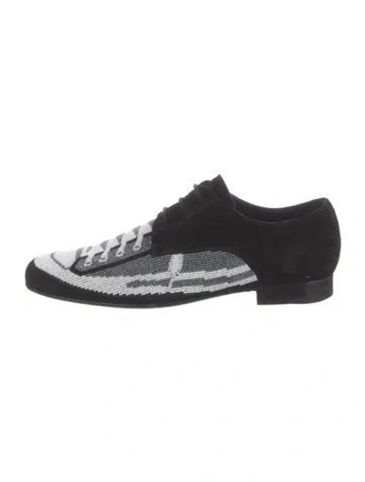 Pre-owned Donald Pliner Suede Patterned Oxfords In Black