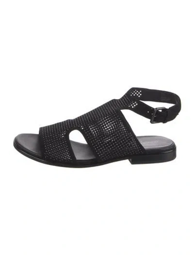 Pre-owned Donald Pliner Suede Patterned Sandals In Black