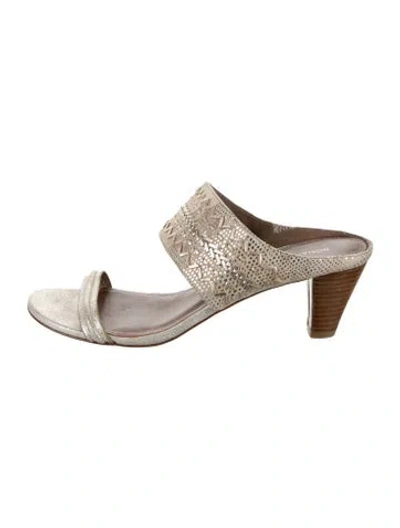 Pre-owned Donald Pliner Suede Patterned Slides In Metallic/neutrals