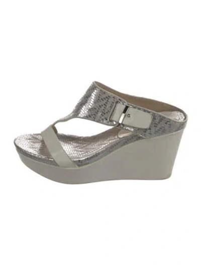 Pre-owned Donald Pliner Suede Printed Sandals In Multicolor