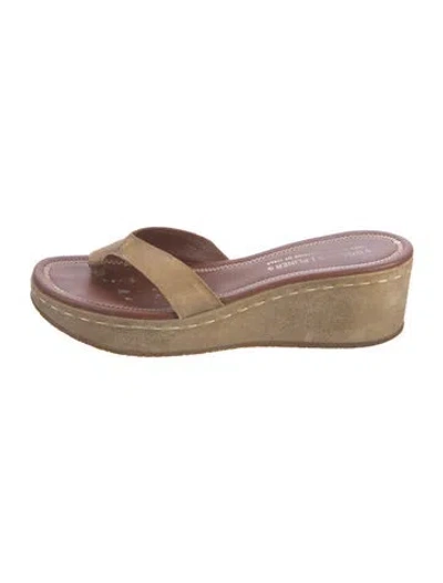 Pre-owned Donald Pliner Suede Printed Slides In Brown