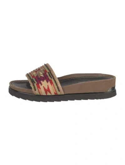 Pre-owned Donald Pliner Suede Printed Slides In Neutral