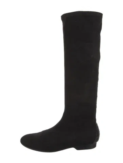 Pre-owned Donald Pliner Suede Riding Boots In Black
