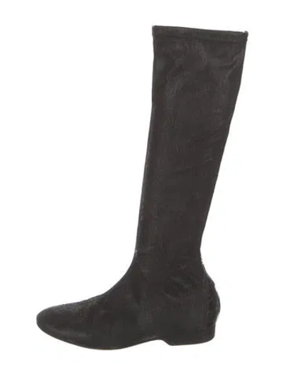 Pre-owned Donald Pliner Suede Riding Boots In Black