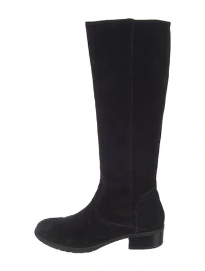 Pre-owned Donald Pliner Suede Riding Boots In Black
