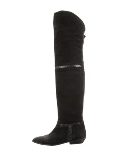 Pre-owned Donald Pliner Suede Riding Boots In Black