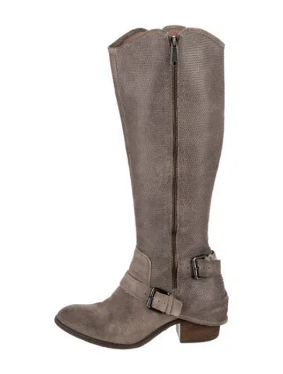 Pre-owned Donald Pliner Suede Riding Boots In Gray