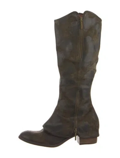 Pre-owned Donald Pliner Suede Riding Boots In Green