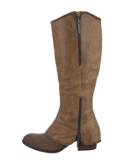 Pre-owned Donald Pliner Suede Riding Boots In Neutral