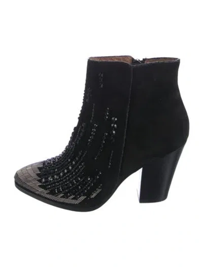Pre-owned Donald Pliner Suede Sequin Embellishments Boots In Black