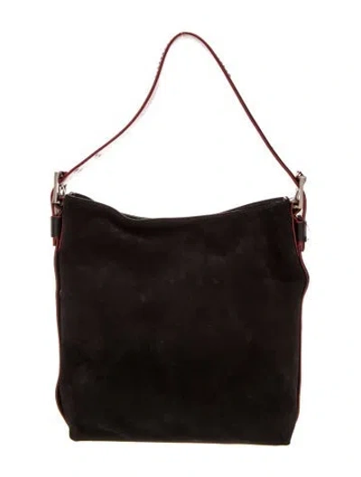 Pre-owned Donald Pliner Suede Shoulder Bag In Black