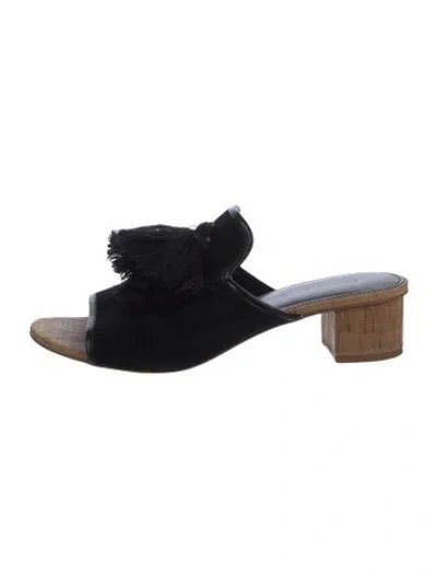 Pre-owned Donald Pliner Suede Slides In Black