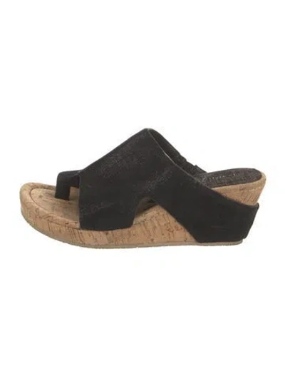 Pre-owned Donald Pliner Suede Slides In Black