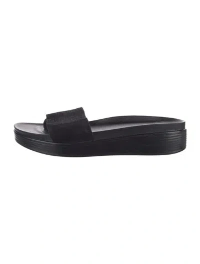 Pre-owned Donald Pliner Suede Slides In Black