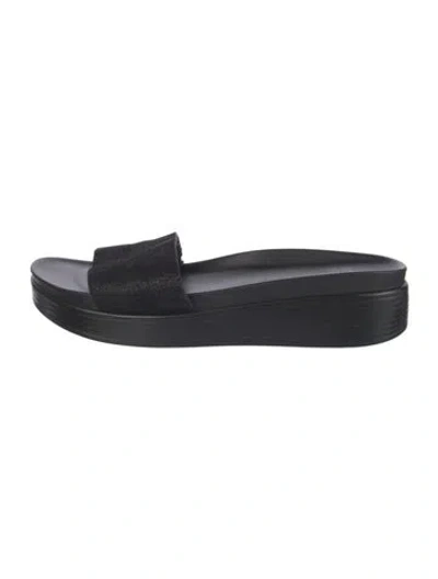 Pre-owned Donald Pliner Suede Slides In Black