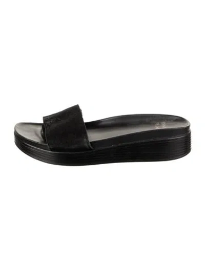 Pre-owned Donald Pliner Suede Slides In Black