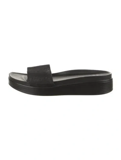 Pre-owned Donald Pliner Suede Slides In Black