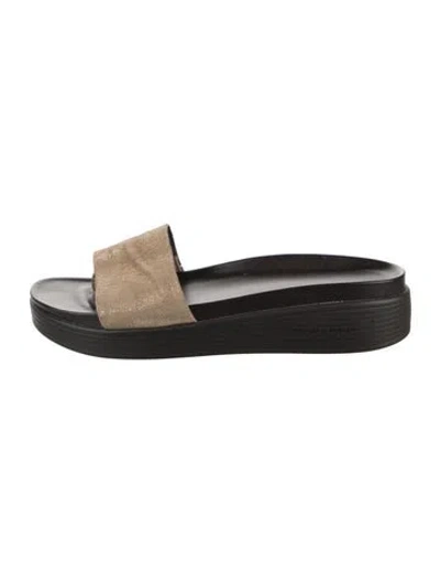 Pre-owned Donald Pliner Suede Slides In Black