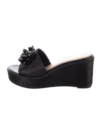 Pre-owned Donald Pliner Suede Slides In Black