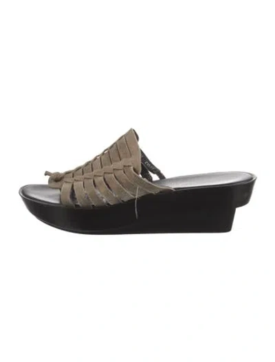 Pre-owned Donald Pliner Suede Slides In Black