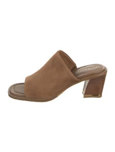 Pre-owned Donald Pliner Suede Slides In Brown