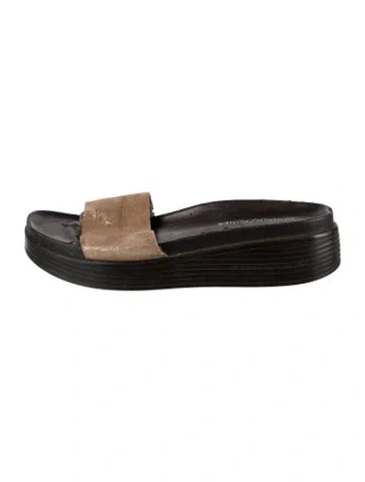 Pre-owned Donald Pliner Suede Slides In Metallic/neutrals