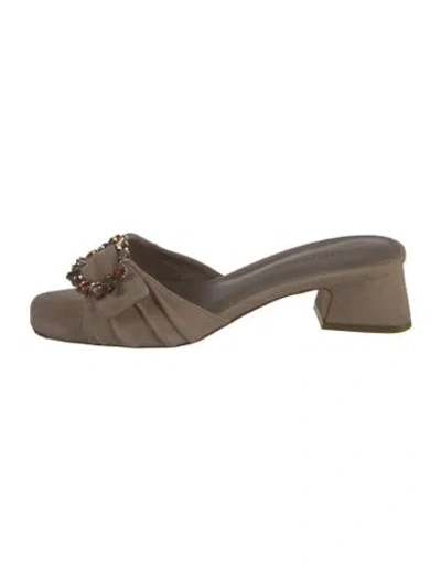 Pre-owned Donald Pliner Suede Slides In Neutrals