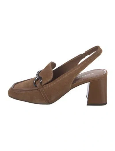 Pre-owned Donald Pliner Suede Slingback Flats In Brown
