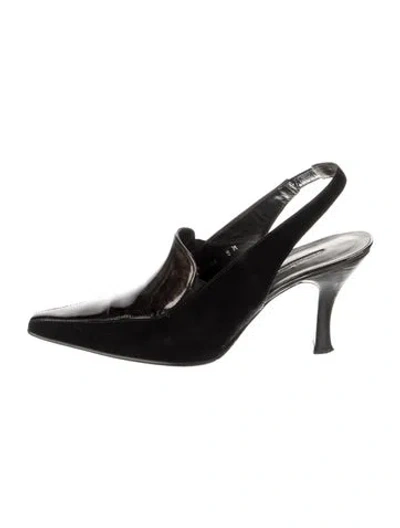 Pre-owned Donald Pliner Suede Slingback Pumps In Black