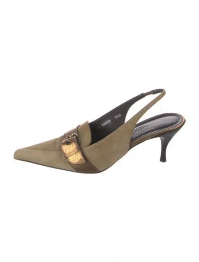 Pre-owned Donald Pliner Suede Slingback Pumps In Neutrals