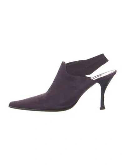 Pre-owned Donald Pliner Suede Slingback Pumps In Purple