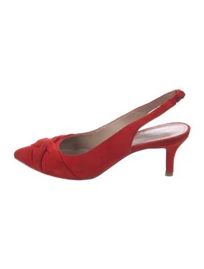 Pre-owned Donald Pliner Suede Slingback Pumps In Red