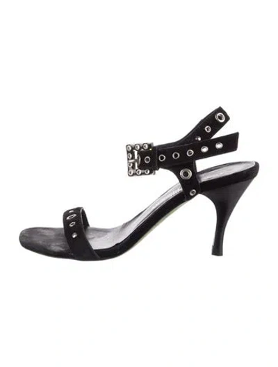Pre-owned Donald Pliner Suede Slingback Sandals In Black