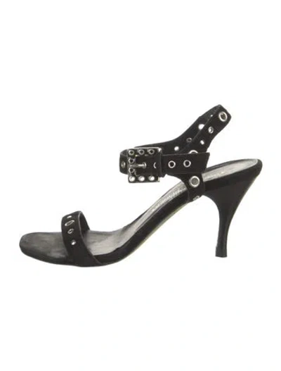 Pre-owned Donald Pliner Suede Slingback Sandals In Black