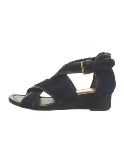 Pre-owned Donald Pliner Suede Slingback Sandals In Blue