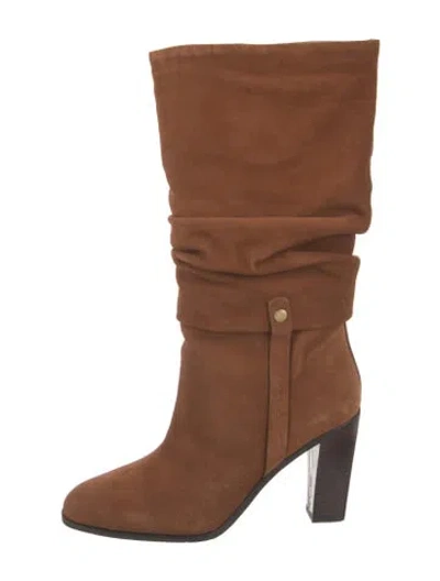 Pre-owned Donald Pliner Suede Slouch Boots In Brown