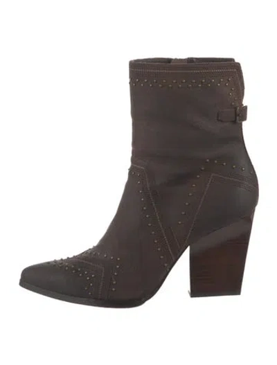 Pre-owned Donald Pliner Suede Studded Accents Boots In Brown