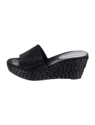 Pre-owned Donald Pliner Suede Studded Accents Espadrilles In Black