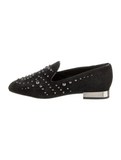 Pre-owned Donald Pliner Suede Studded Accents Loafers In Black