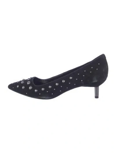 Pre-owned Donald Pliner Suede Studded Accents Pumps In Blue