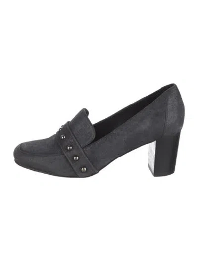 Pre-owned Donald Pliner Suede Studded Accents Pumps In Blue