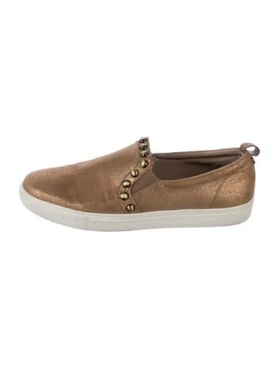 Pre-owned Donald Pliner Suede Studded Accents Sneakers In Brown