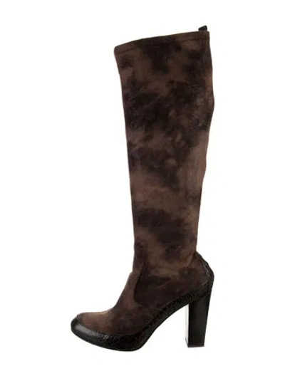 Pre-owned Donald Pliner Suede Tie-dye Print Boots In Multi