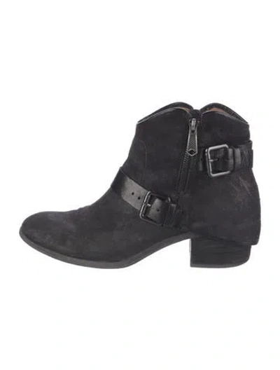 Pre-owned Donald Pliner Suede Western Boots In Black