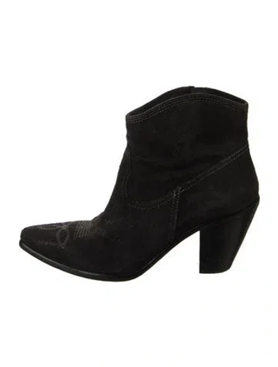 Pre-owned Donald Pliner Suede Western Boots In Black
