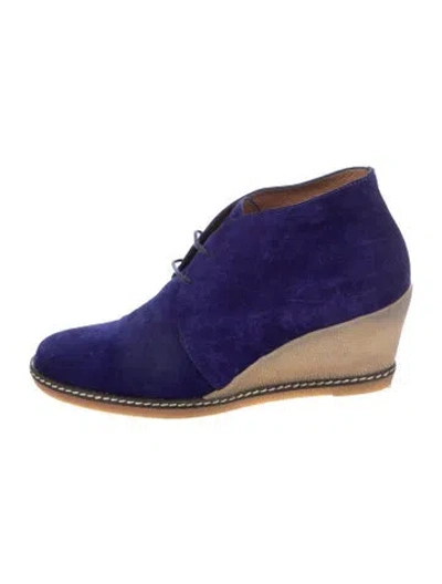 Pre-owned Donald Pliner Suede Whipstitch Trim Mules In Blue