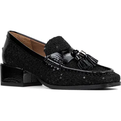 Donald Pliner Tailored Heel Bouclé Loafer In Black