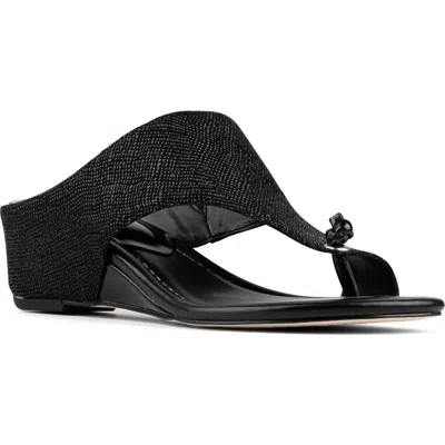 Donald Pliner Vesna Toe Loop Wedge Sandal In Black