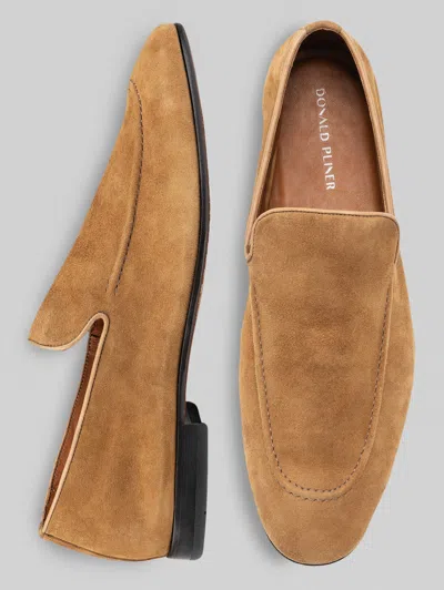 Donald Pliner Tristan Suede Moc Toe Loafers In Brown