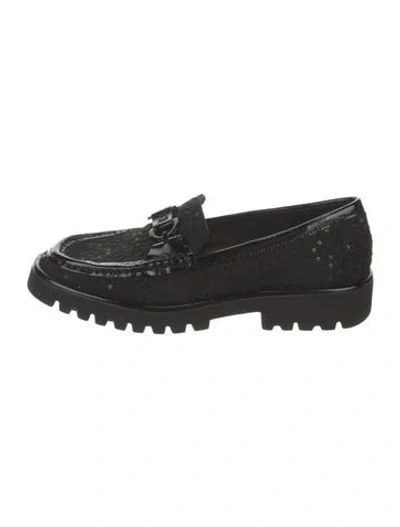 Pre-owned Donald Pliner Tweed Loafers In Black